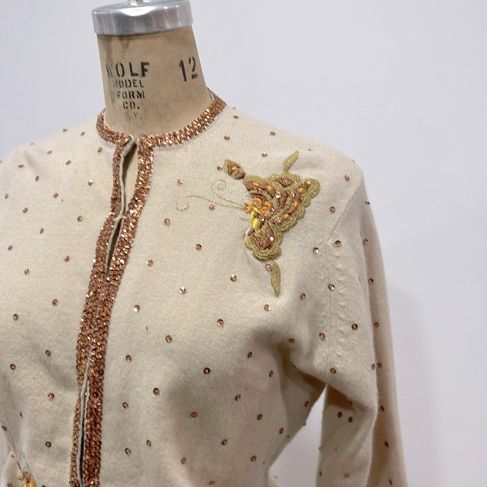 Vintage Lambswool Beaded Cardiganan